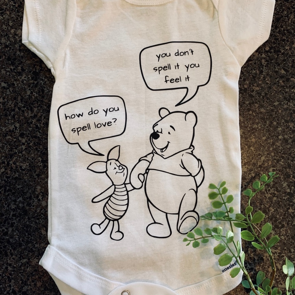 White Custom Made Winnie the Pooh Onesie
